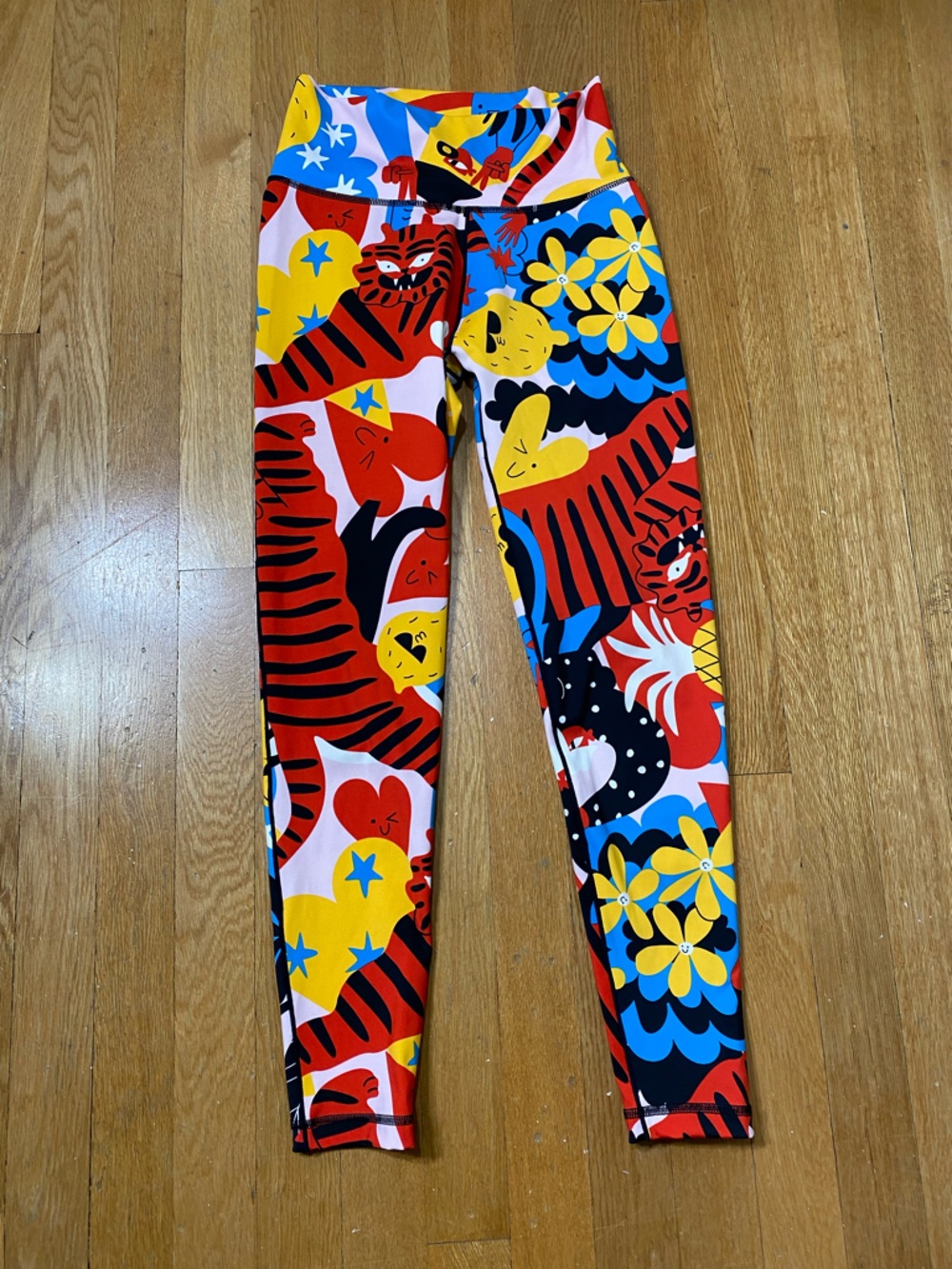 Adidas Believe This 7/8 Tights Colorful Graphic Tiger Floral Print Leggings S - Picture 4 of 14
